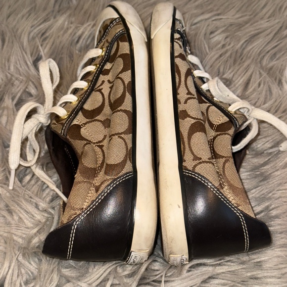 Y2K Coach Barrett Brown Khaki Signature Logo Jacquard Sneakers Size 9 - Picture 3 of 7